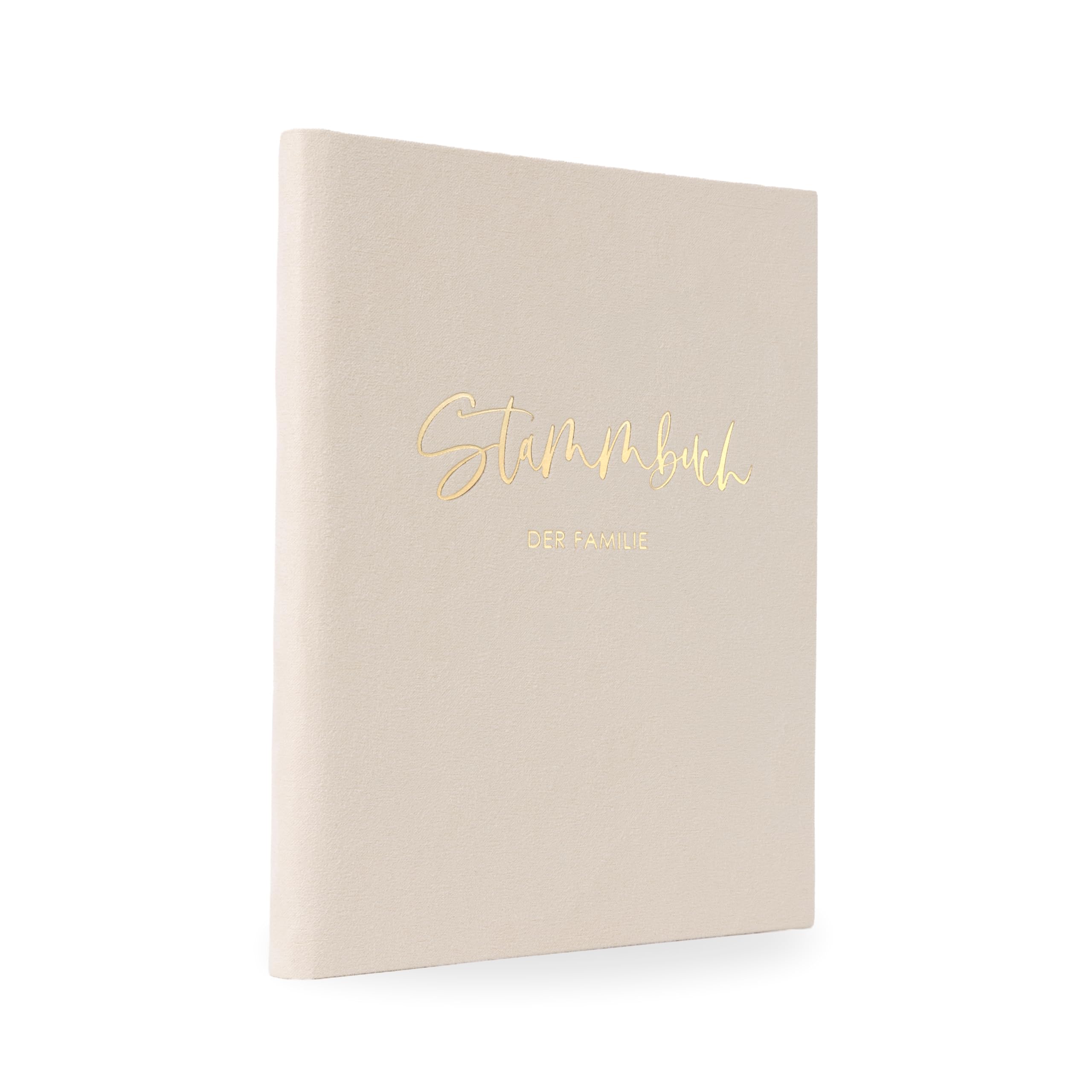 Stammbuch Hochzeit Beige-Grau Gold Samt Velour, handgefertigt inkl. vorgedruckten Innenseiten -Standesamt Familiestammbuch, 16x21 cm