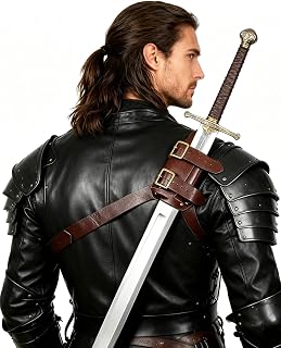 Medieval Sword Back Holster - Leather Sword Holster Shoulder Sword Frog Belt Knight Cosplay Accessory