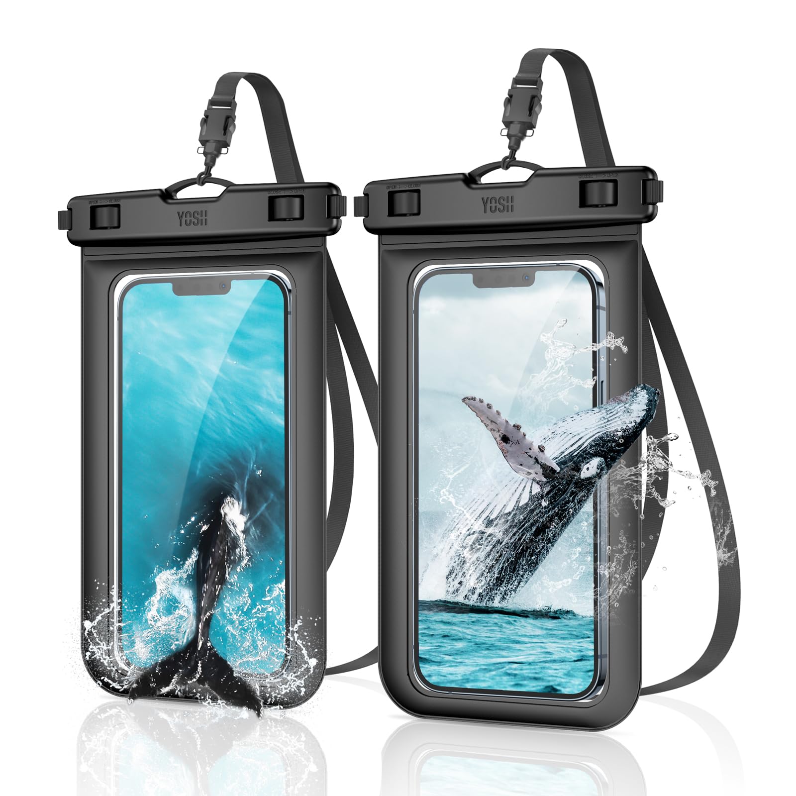 YOSH IPX8 Waterproof Phone Case [2 pack], Underwater Phone Pouch, Rainproof Phone Dry Bag with Lanyard for iPhone 11 XS max XR X 8 7 6 plus, Samsung S9 S8, Huawei P30 P20 and other phones up to 6.8”