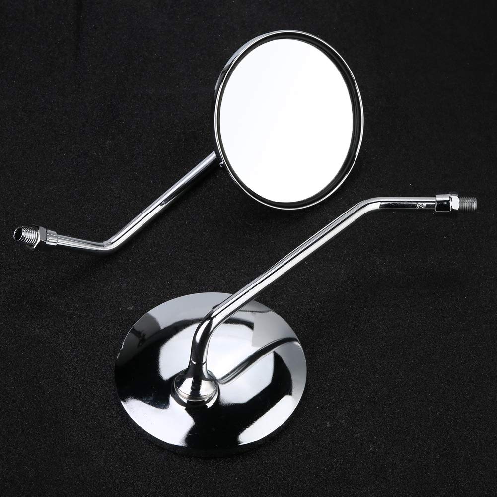 pour motorcycle mirrors 6mm Rétroviseur Latéral Moto, EBTOOLS 2Pcs / Set 10mm Placage Rond Argent Rétroviseur Moto Rétroviseur Latéral Gauche et Droit (Argent)