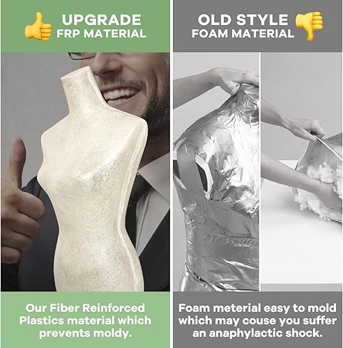 Miniatura 3 de HCY Maniquí, forma de vestido, maniquí femenino, torso, ajustable, 59-67 pulgadas, soporte de cuerpo manicano mejorado para pantallas de mujer,