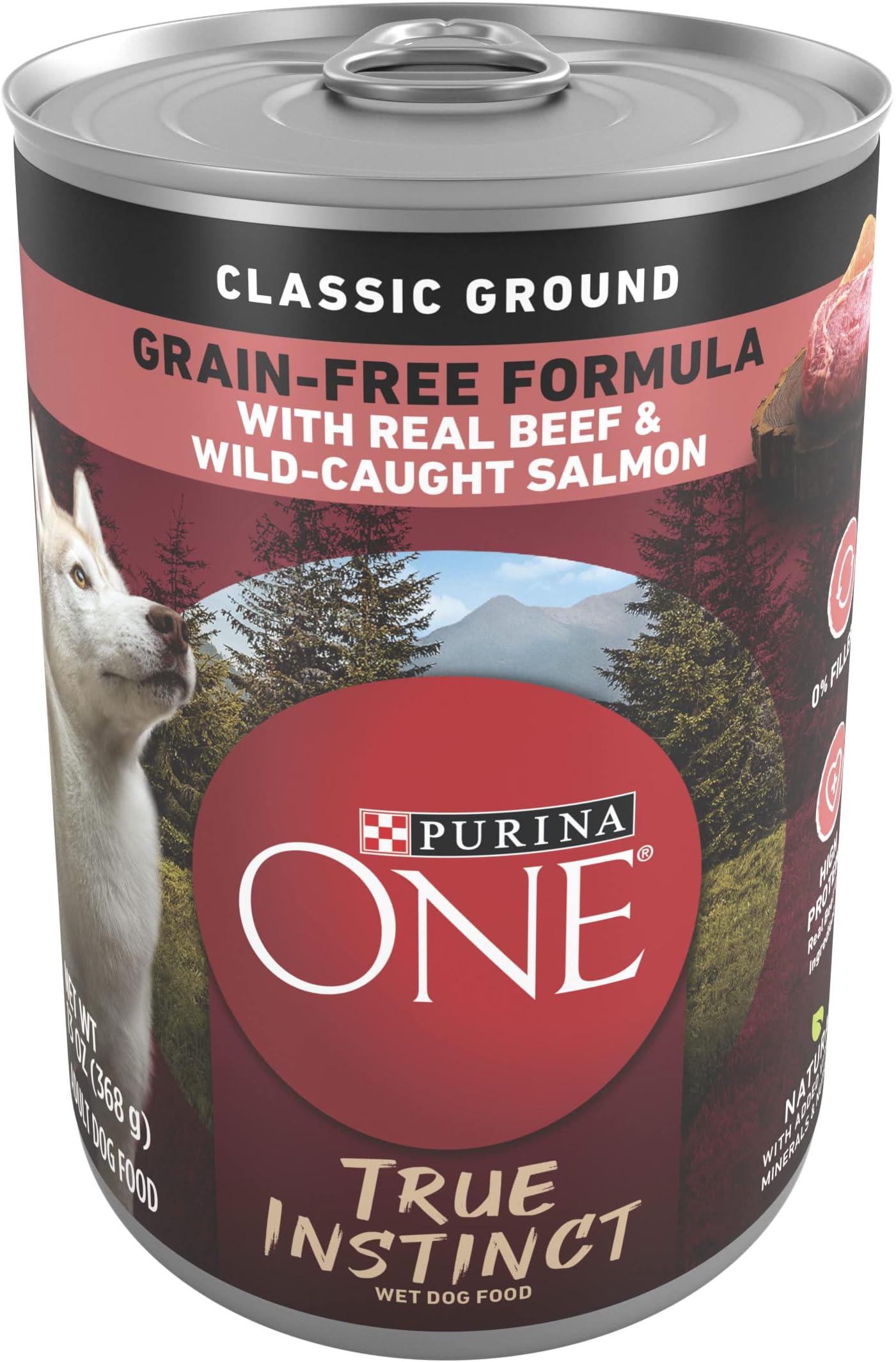 Wet Dog Food True Instinct Classic Ground Grain-Free Formula With Real Beef and Wild Caught Salmon High Protein Wet Dog Food - (Pack of 12) 13 oz. Cans