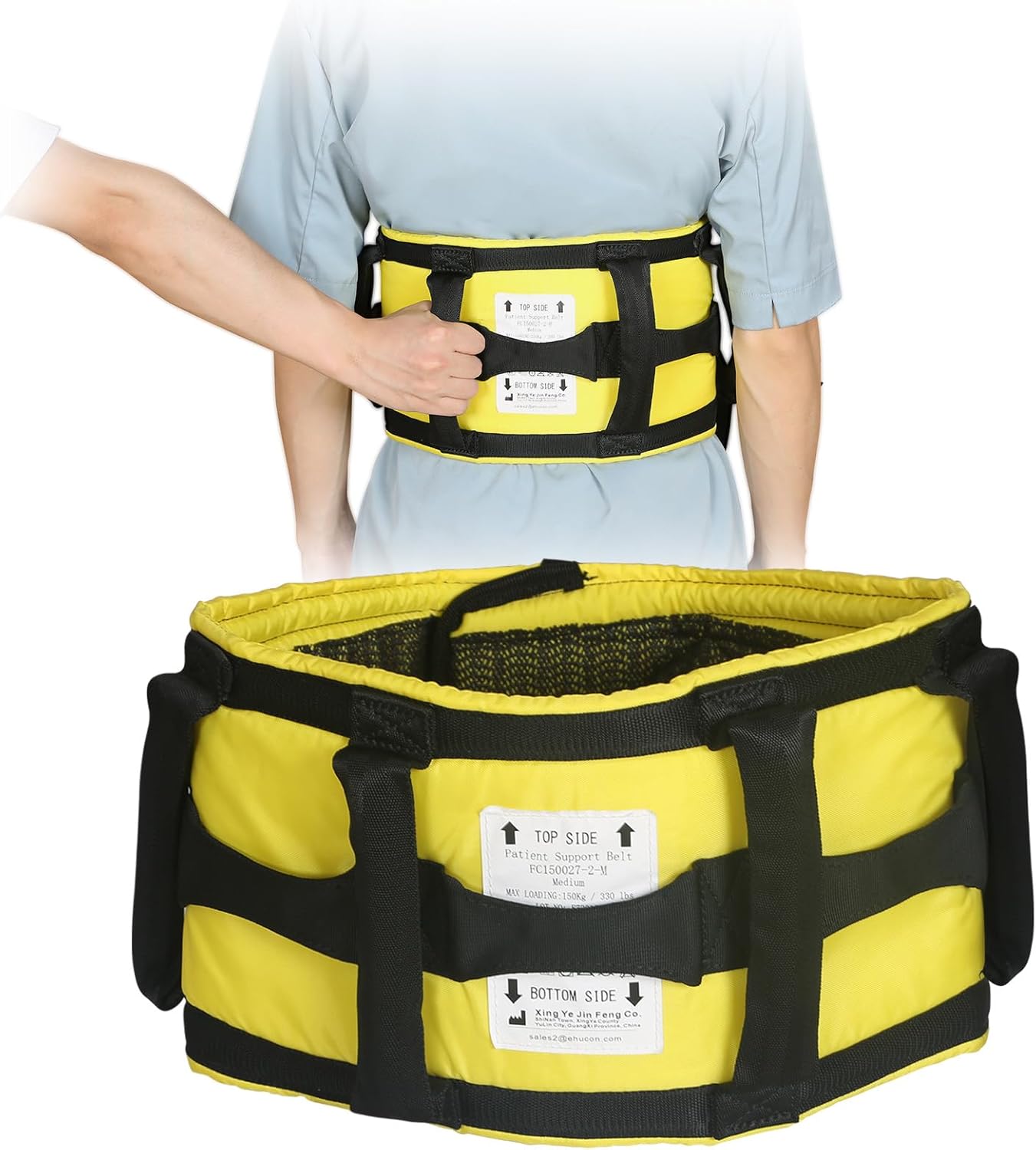 Gait Belts with Padded Handles,Transfer Belts Physical Therapy Belt for Seniors Moving, Lifting Belt Assist Patient/Elderly(Yellow, Medium)
