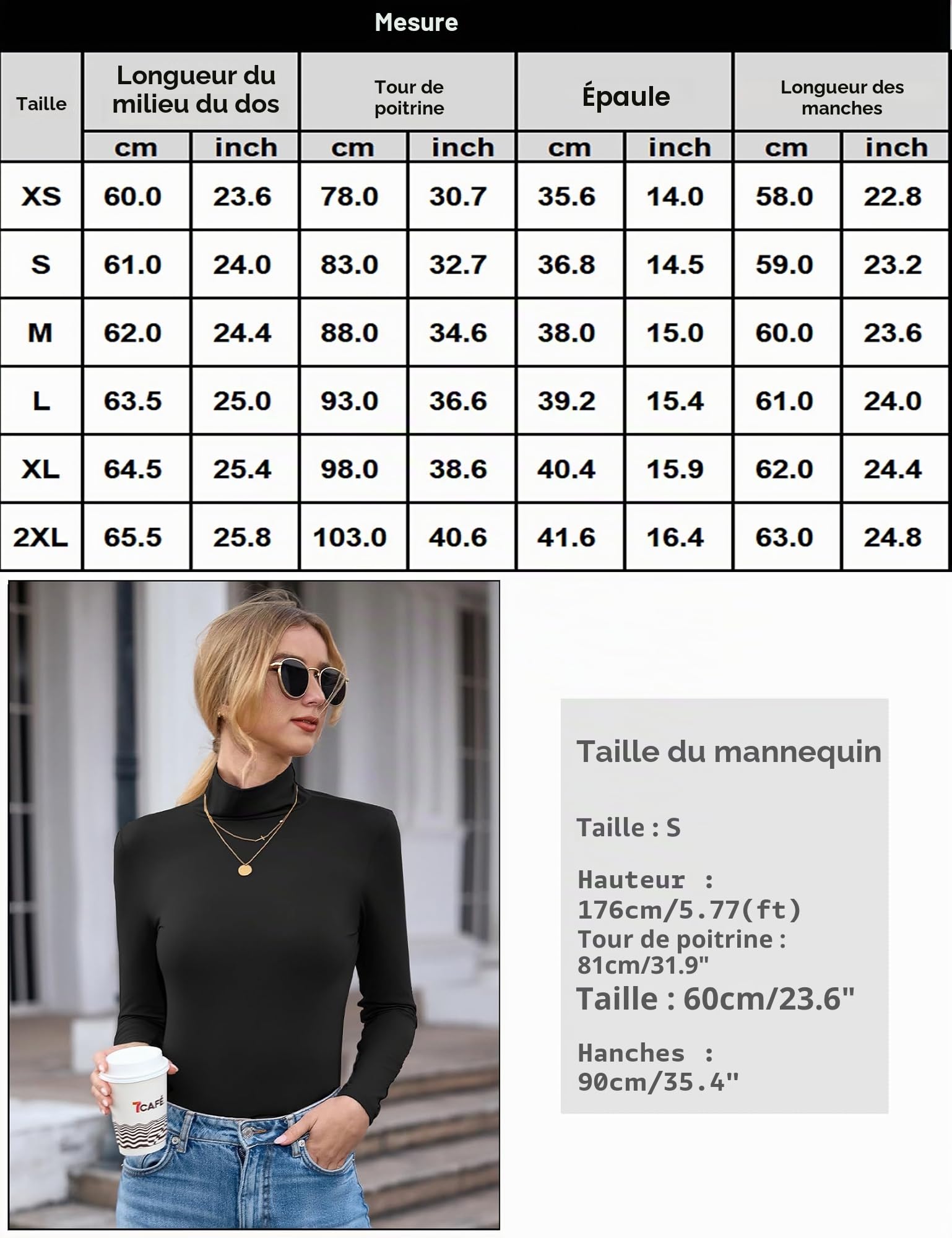 Aottori sous Pull Thermique Femme Col Roulé Manches Longues Slim Hiver