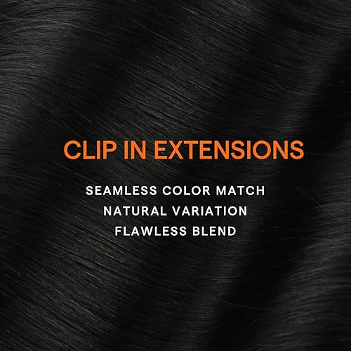 Miniatura 9 de Full Shine - Extensiones de clip de cabello humano, extensiones doble capa de cabello brasileño lacio - Color1, negro azabache, 7piezas, 4.2onzas
