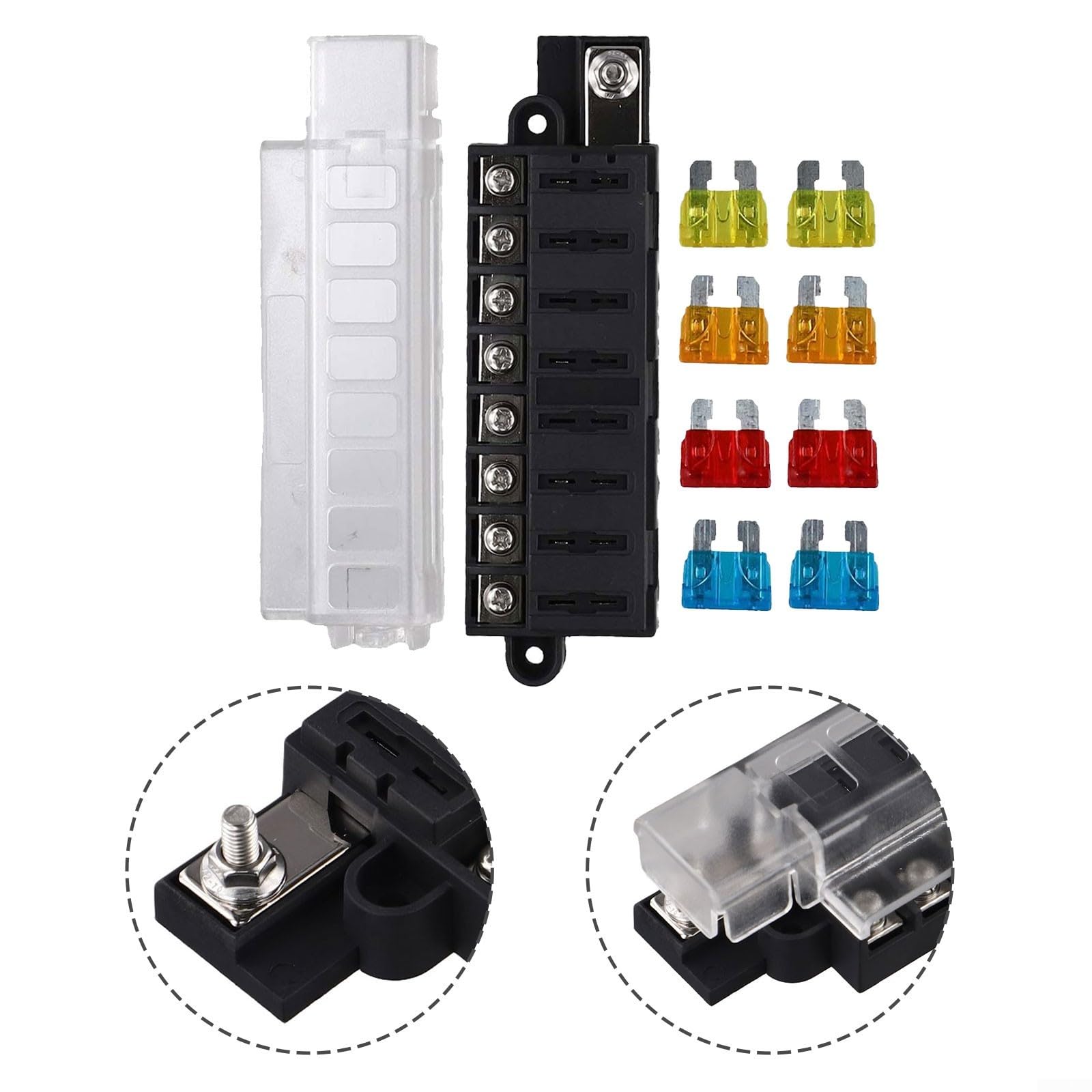 Boîte à fusibles 8 voies, pour camping-car et yacht - Bloc positif - 12 V/24 V - Pour fusibles ATO ATC