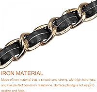 Vista 4 de uxcell Correa de cuero para muñeca, 8 pulgadas, correa de muñeca de repuesto de cuero para cartera de embrague, llavero, bolsa, bricolaje, negro +