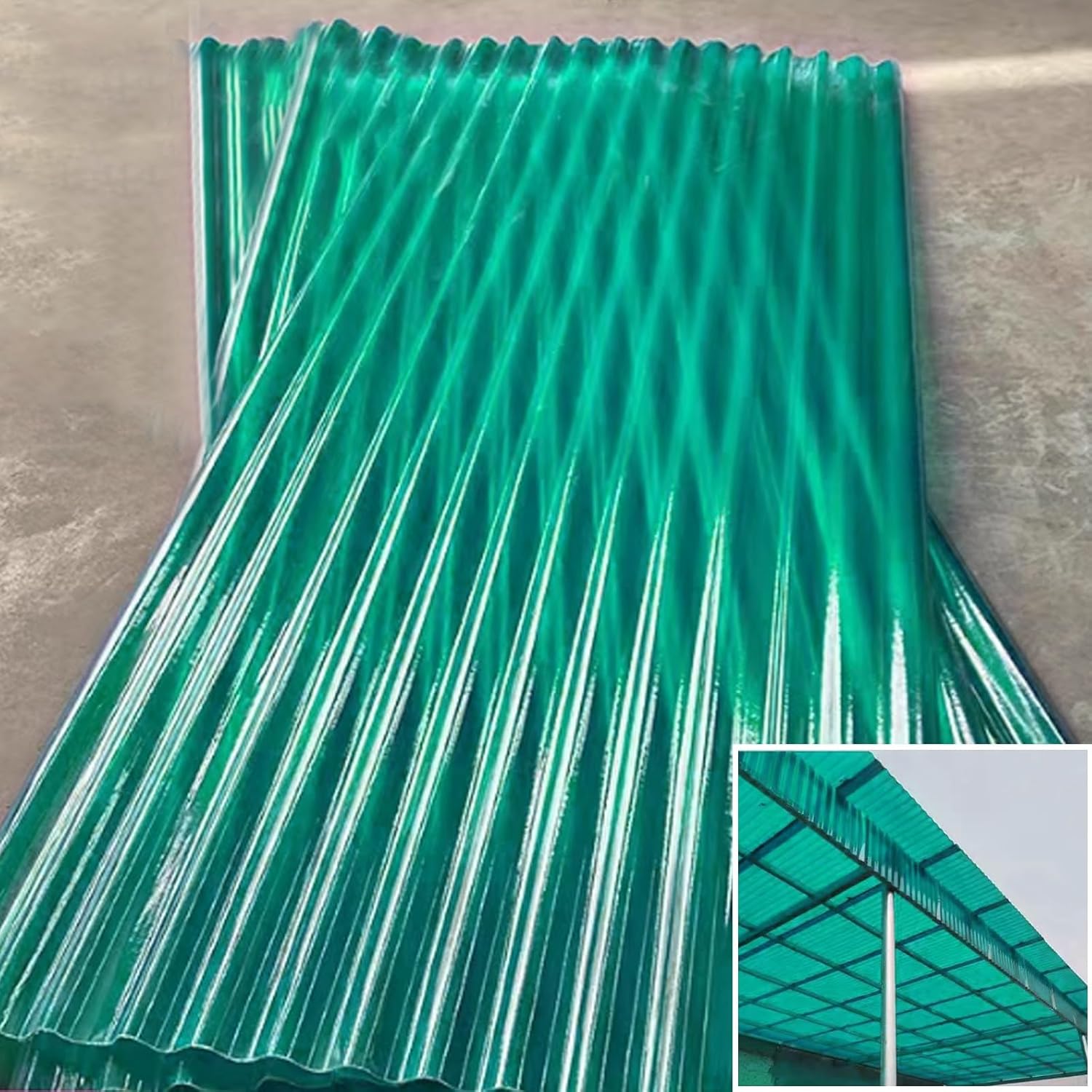 Clear Polycarbonate Roofing Shee,2mm 5pcs Corrugated Roof Panel,Splicable Corrugated Plastic UV Resistant Greenhouse Shed Canopy,Greenhouse Sheets,Easy Cut Covering Panel for Outdoor(Green,35.4*39.3in