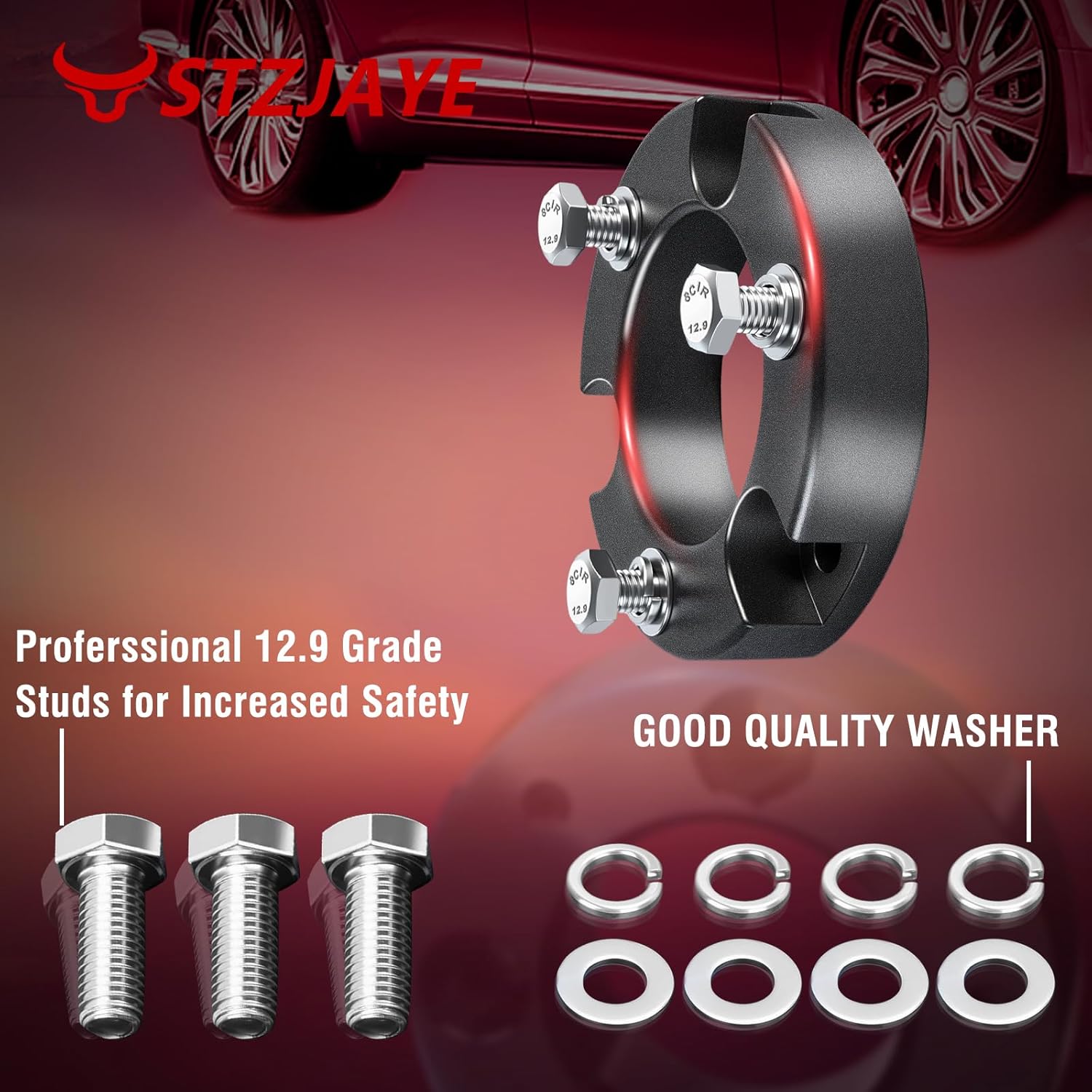 2in Front Lift Kits Compatible with Toyota Tundra 2000-2006, 2" Leveling Lift Kit Aluminum Suspension Level Kit Front Strut Spacers, Level Lift Kits, Black