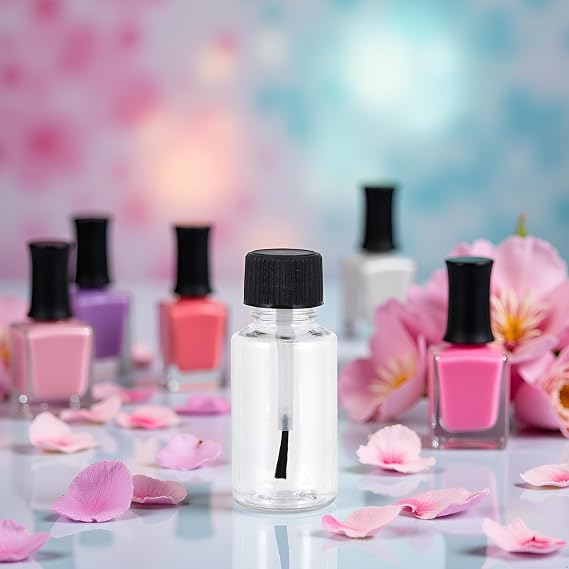4Pcs 20ml Refillable Nail Polish Bottles - Transparent Glass with Brush Cap, Empty Nail Art Containers for DIY Salon & Home Use, Professional Nail Varnish Storage Accessories(20ml)