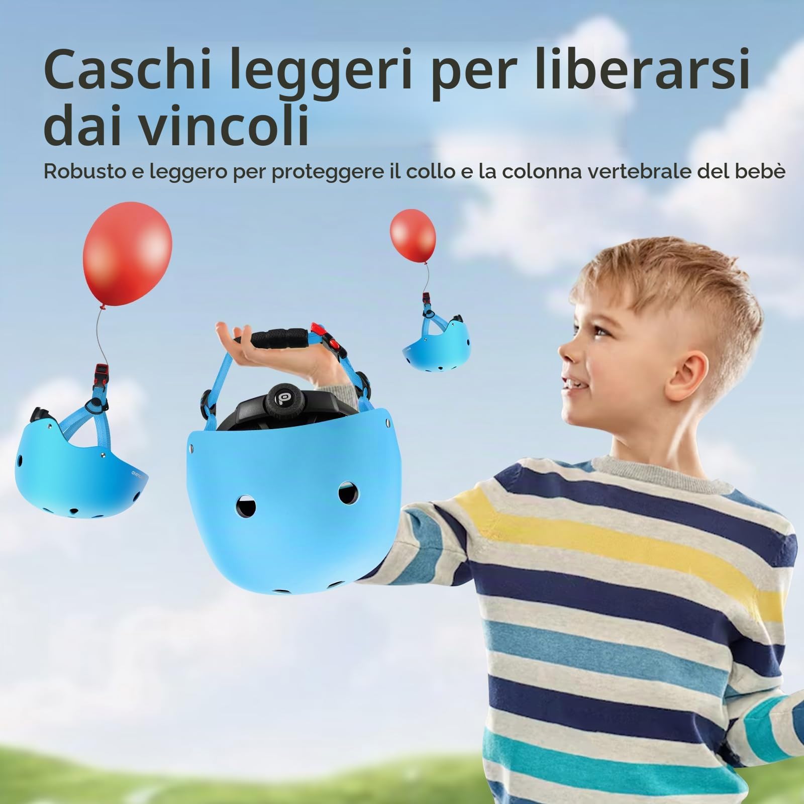 Odoland Casco per Bicicletta per Bambini, Casco di Sicurezza Regolabile e Ventilato per Protezione in Più Sport, Adatto a Bambini dai 3 ai 8 Anni, per Ciclismo, Pattinaggio, Monopattino, DLS
