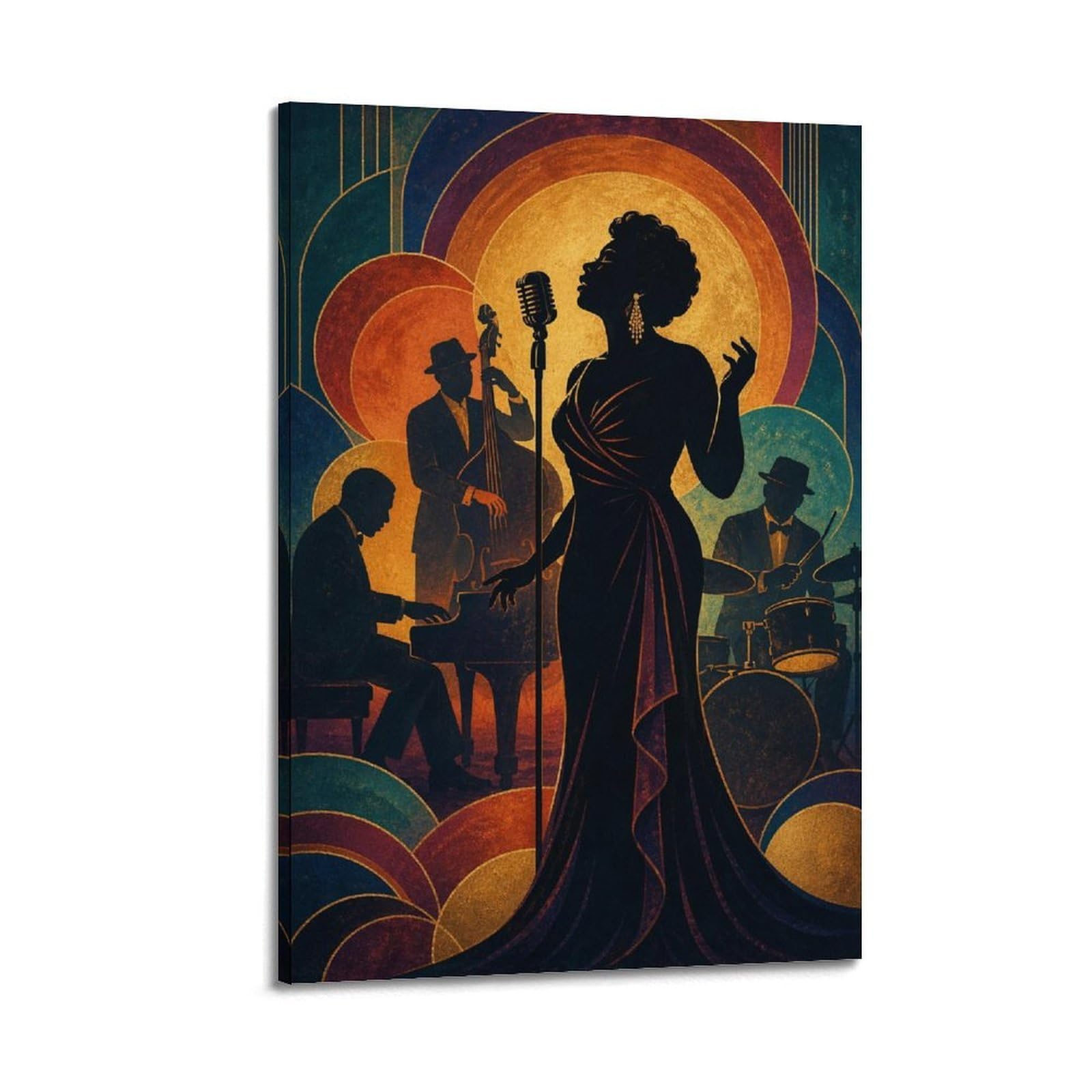 XKUGA Vintage Harlem Soul Music Style Poster Jazz Band Modern Decorative Canvas Prints - Ideal Wall Art for Family, Man Cave, Game Room, Boys & Girls Bedroom 12x18inch(30x45cm)