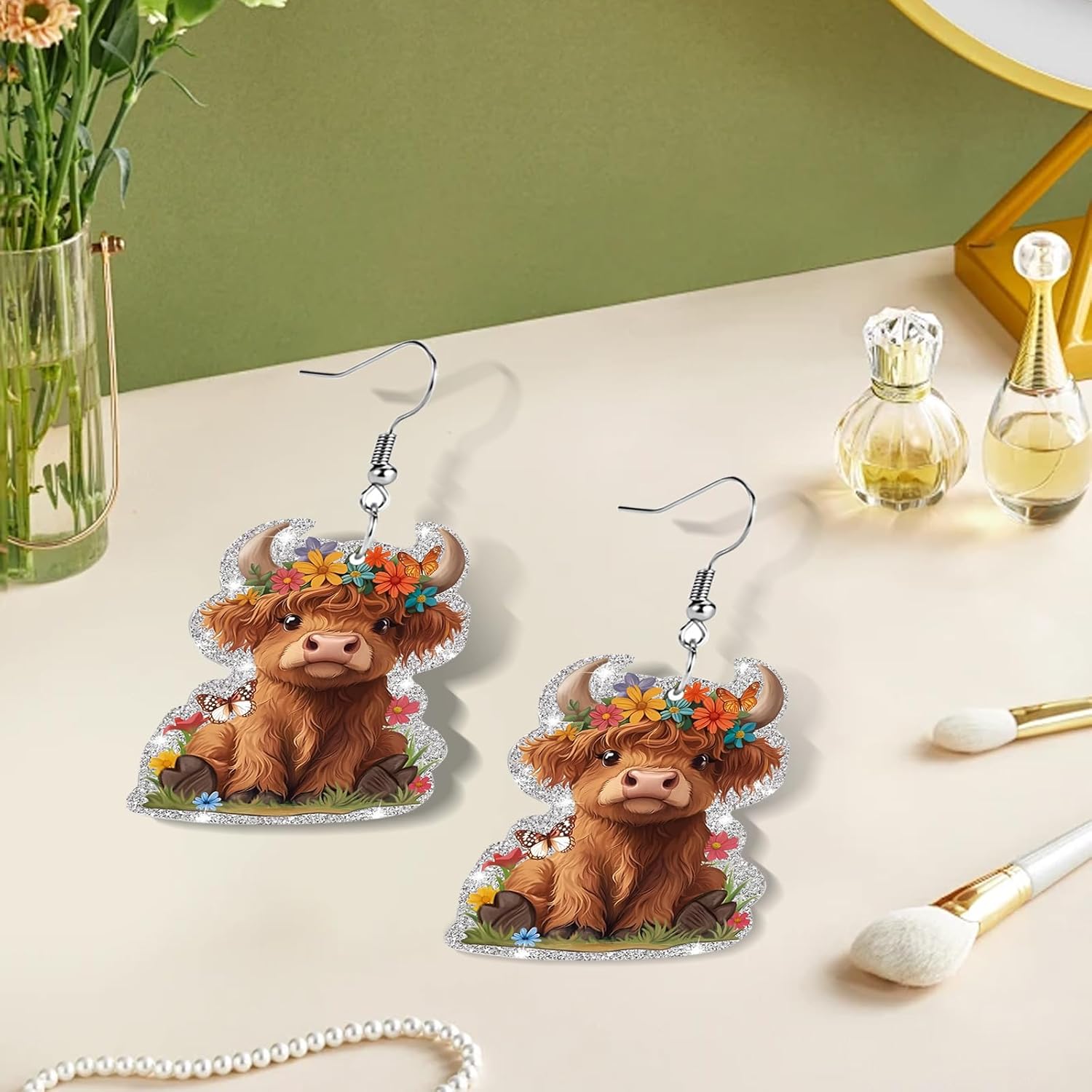 Funny Dog Sunflower Paw Print Earrings for Women - Unique & Quirky Funky Acrylic Dangle Earrings, Cute & Silly Novelty Design, Wacky & Crazy Earrings for Fun Lovers - Image 3