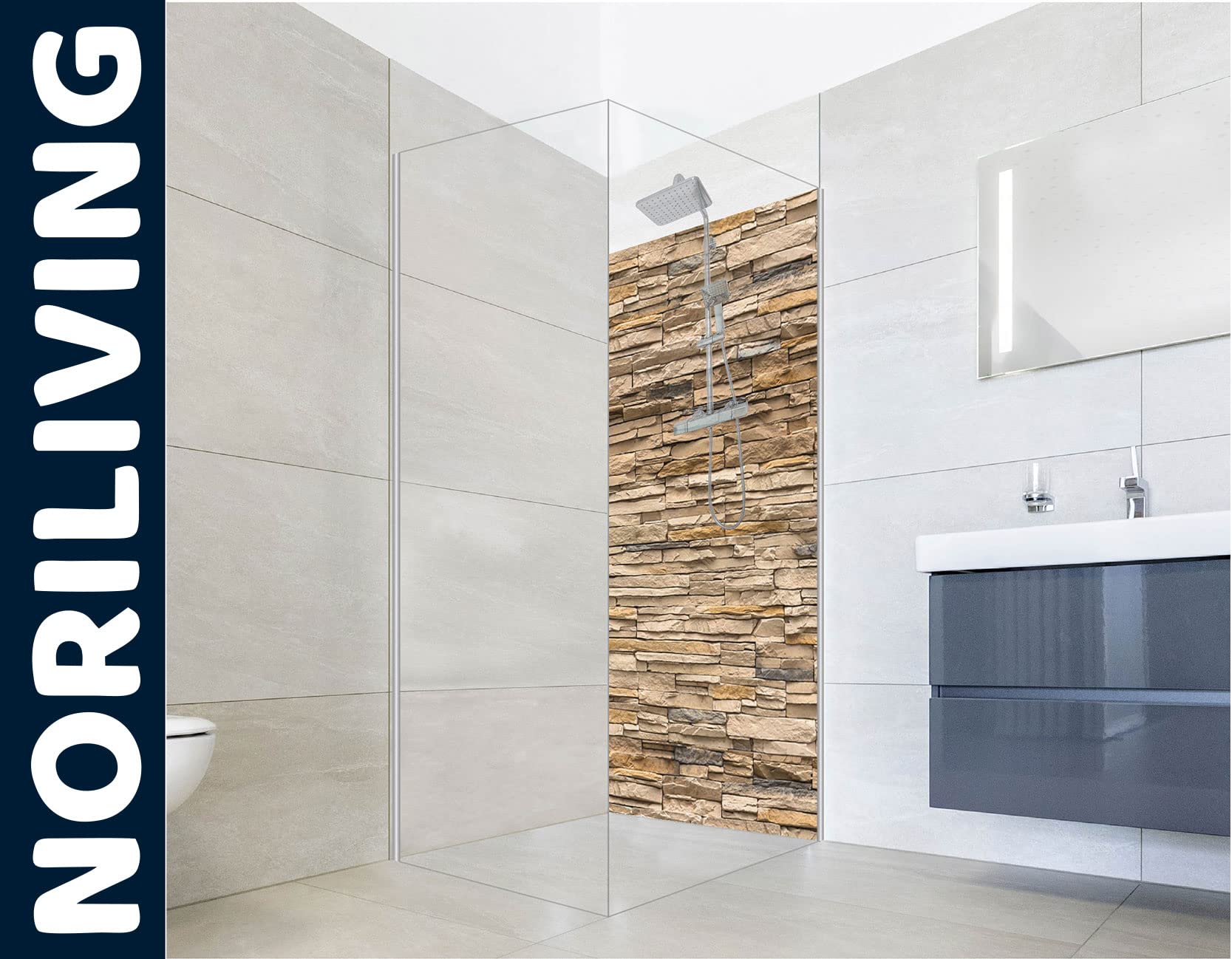 FLYERANDPRINT SHOWER-PLATE Duschrückwand – Alu-Dibond, Wunschmaß, Set 2 Platten 90 X 200 Cm, Ohne Fugen
