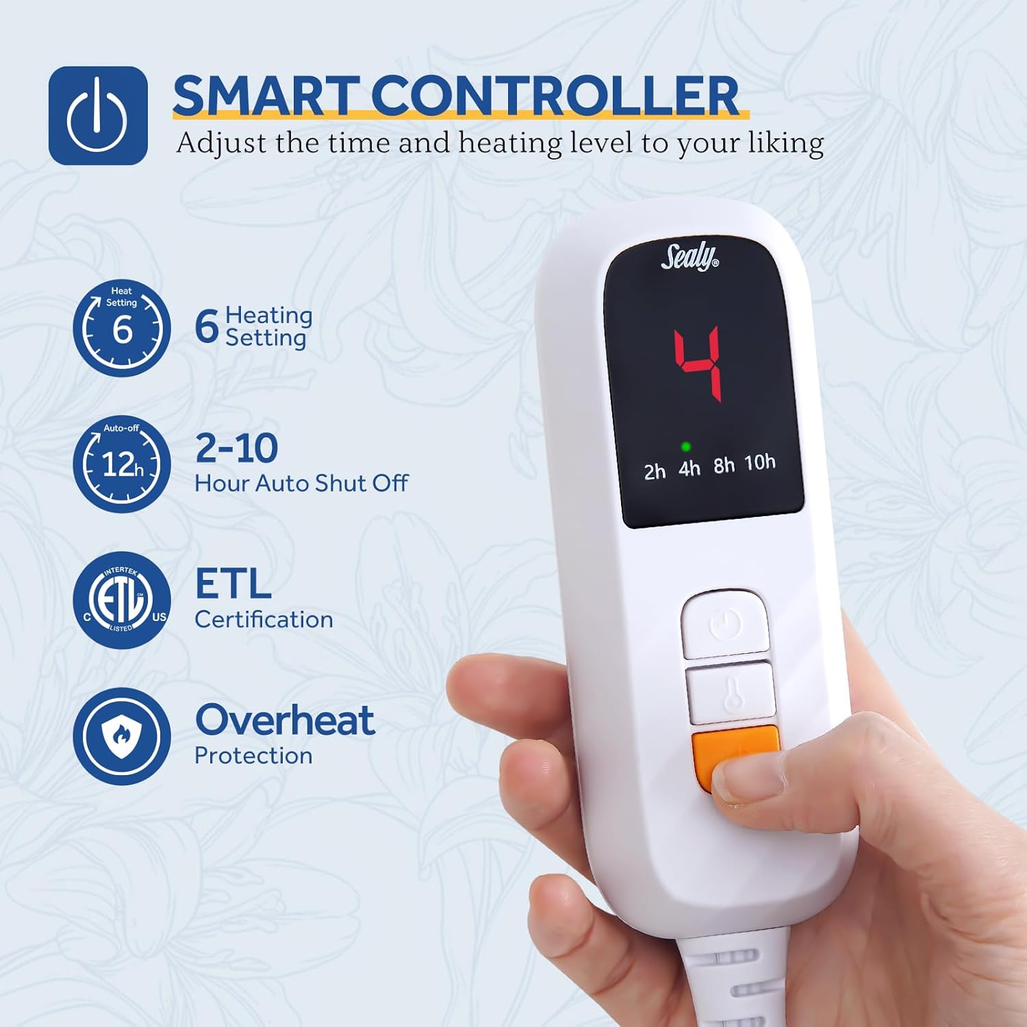 Sealy Heated Blanket Electric Throw 50"x60", Soft Double Flannel Electric Blanket with 6 Heat Levels & 2-10 Hours Auto Shut Off, Machine Washable, Even Heat Distribution, Red - Image 3