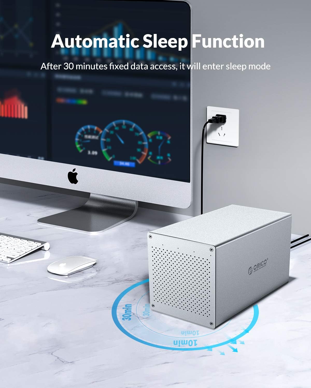 Black Friday 🔥 ORICO 5 Bay Hard Drive Enclosure 3.5inch Raid USB3.0 to SATA Aluminum External HDD/SSD Storage Drive Enclosure Screw Installtion Data Safe Protection for Enterprise Backup Up to 80TB(5x16)-WS500RU3