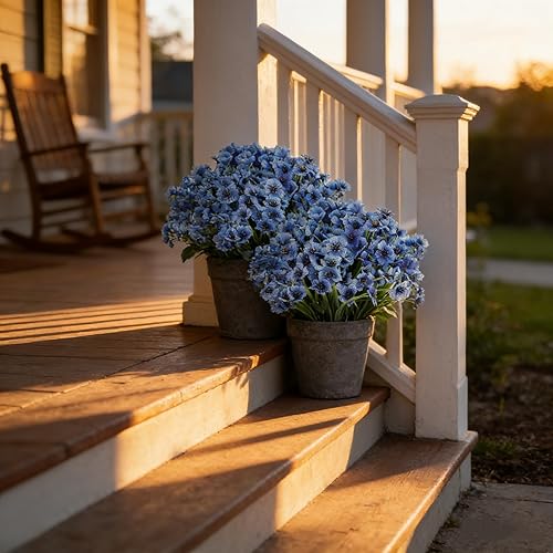 Miniatura 6 de AmyHomie 20 paquetes de flores artificiales para exteriores, resistentes a los rayos ultravioleta, no se decoloran, plantas de plástico falsas para