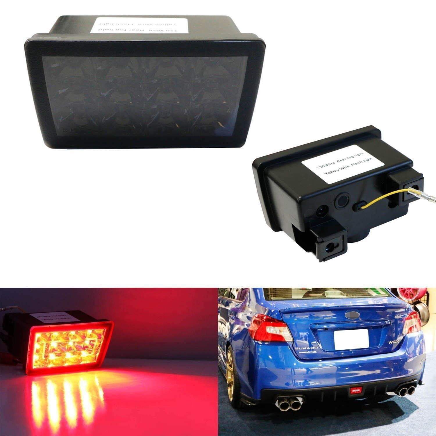 iJDMTOY Dark Smoked Lens F1 Style Led Rear Foglamp Kit For 11-Up Subaru Wrx/Sti Impreza Xv Crosstrek, Strobe Flashing Feature W/Wiring Harness & Mounting Bracket Included