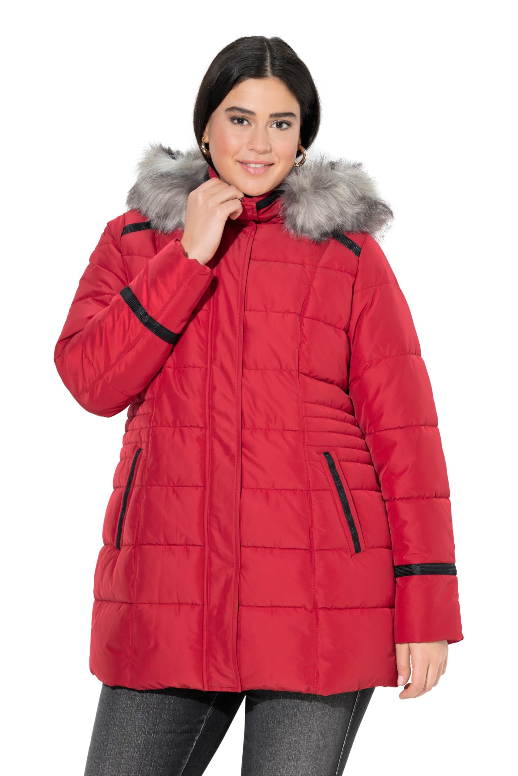 Ulla Popken Damen große Größen Übergrößen Plus Size HYPRAR Funktions-Steppjacke, wasserabweisend, Kapuze 833338