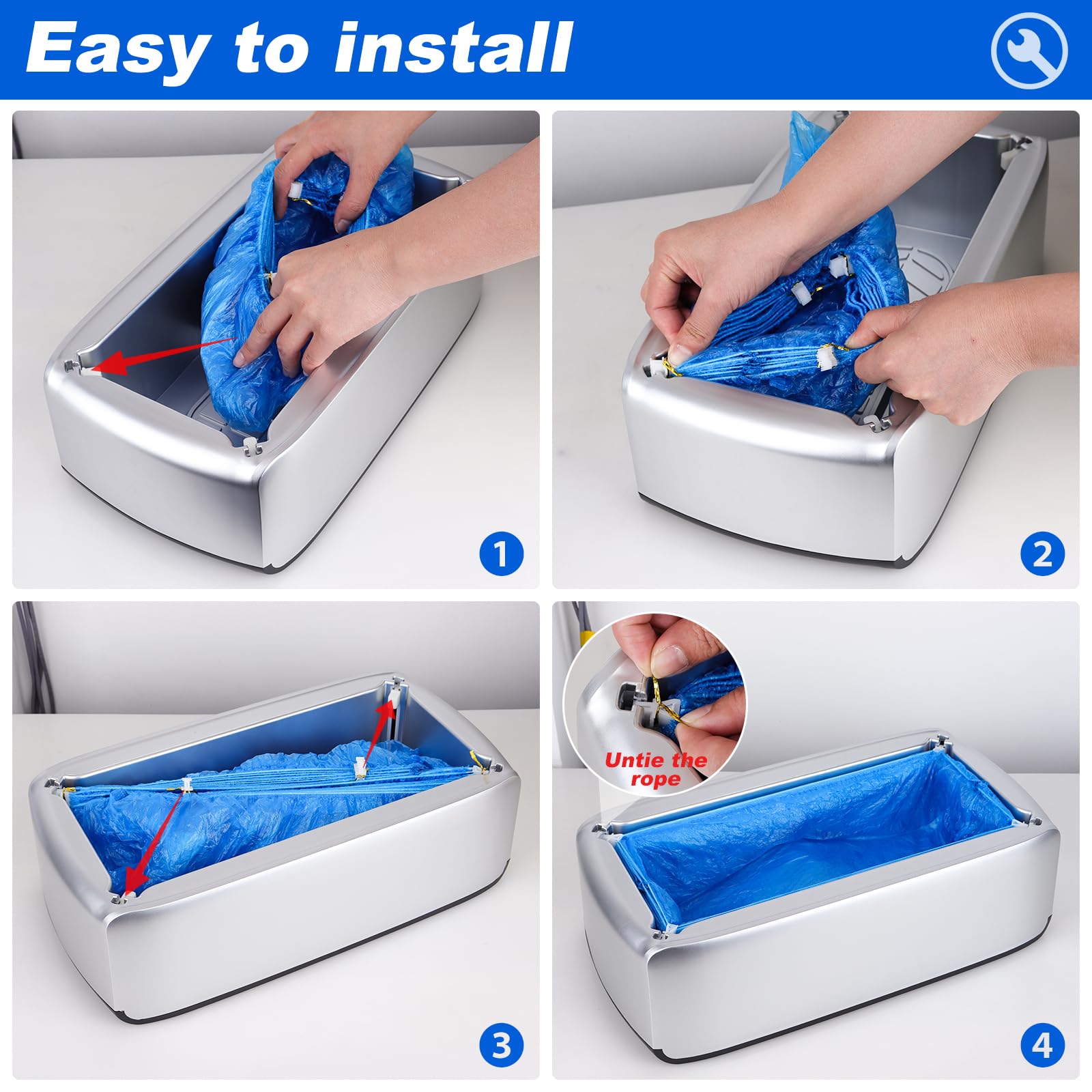Upgrade Automatico Copertura Scarpe, Distributore di Scarpe, con coperture monouso in plastica per Ufficio, Fabbrica, Casa (Silver200Pcs)