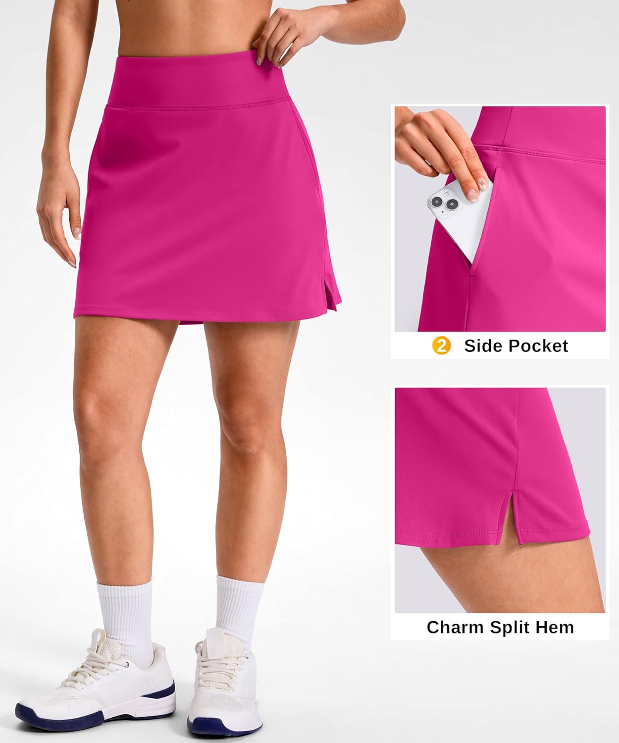 SANTINY 14"/16" Skorts for Women with 3 Pockets High Waisted Casual Golf Skort Pickleball Athletic Tennis Skirt