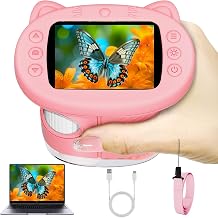 Pocket Kids Microscope, 1000X Handheld Microscope for Kids w/2.4 Screen, Photo Video Mini Portable Microscopes Science Edu Digiscope, Christmas Birthday Gifts Ideas for Kids Ages 3-12