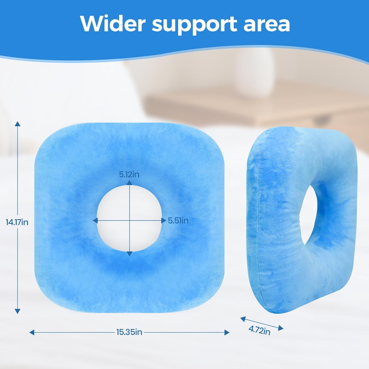 Donut Pillow for Tailbone Pain Relief - Tailbone Pain Relief Cushion for Office Chair, Wheelchair & Travel - Post-Surgery, Pregnancy & Bed Sore Prevention, Breathable Anti-Decubitus Seat Pad（Blue）