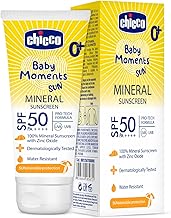 Chicco Baby Moments Mineral Sun Cream SPF 50 for Babies, 75g| 100% Mineral Sunscreen | PA++++ | UVA and UVB Protection | Phenoxyethanol, Parabens & Lauryl Sulphates Free