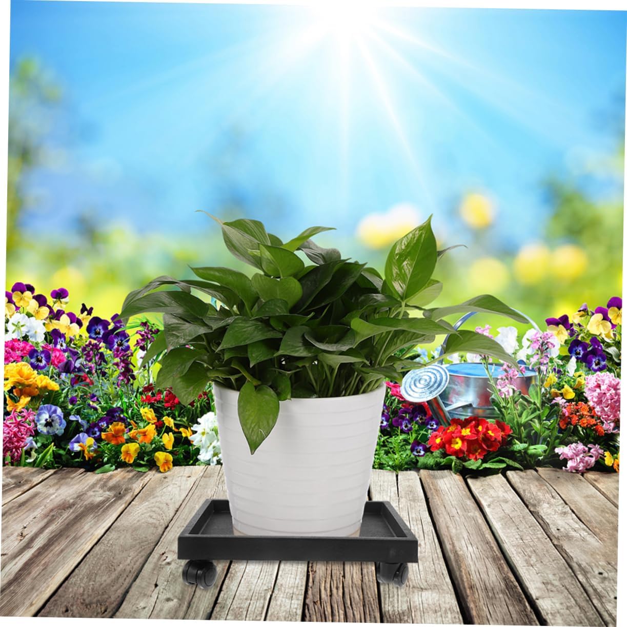 Plant Wheels Heavy Duty Planter Tray Base Easy to Move Flower Pot Holder Pot Tray Planter