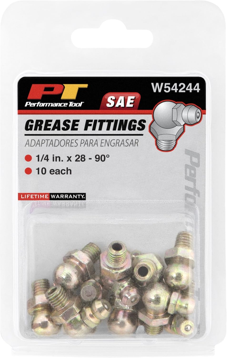 Performance Tool W54244 1/4-Inch x 28-Inch 90 Grease Fitting, (Pack of 10)