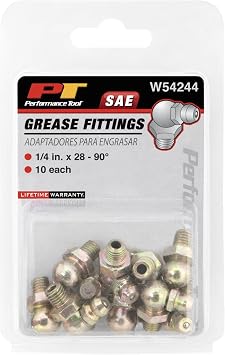 Performance Tool W54244 1/4-28 90 Degree Grease Fitting, 10 Pack