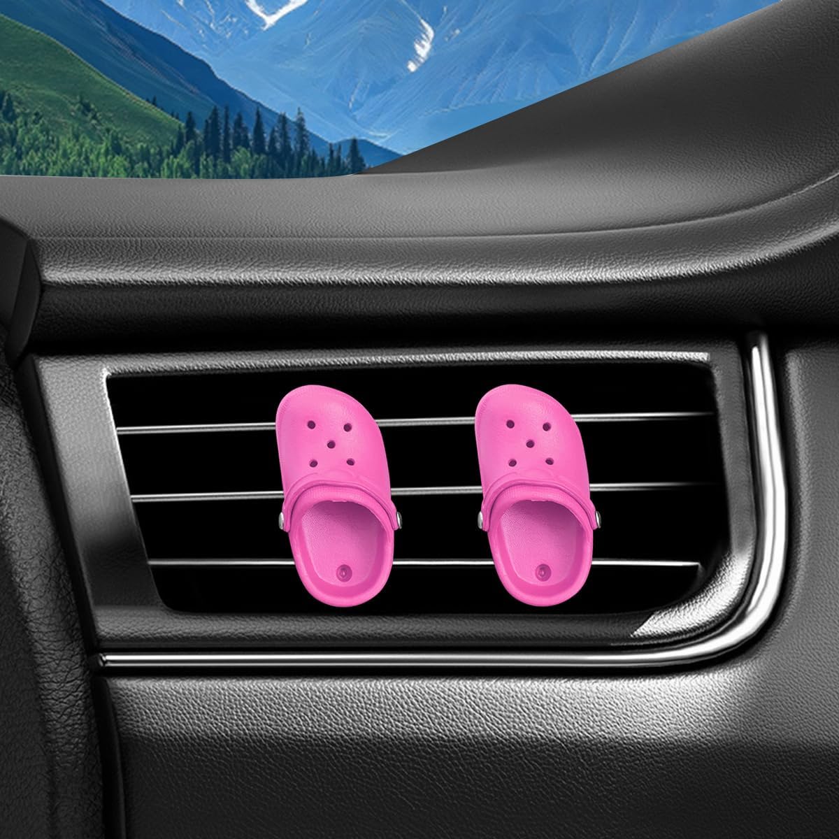 4PCS Cute Shoe Car Air Vent Clips, Funny Vehicle Air Conditioning Outlet Clamp Decor, Personalized Automotive Interior Dashboard Vent Decoration Clip, Universal for SUV Van Truck (Rose Red) image 5