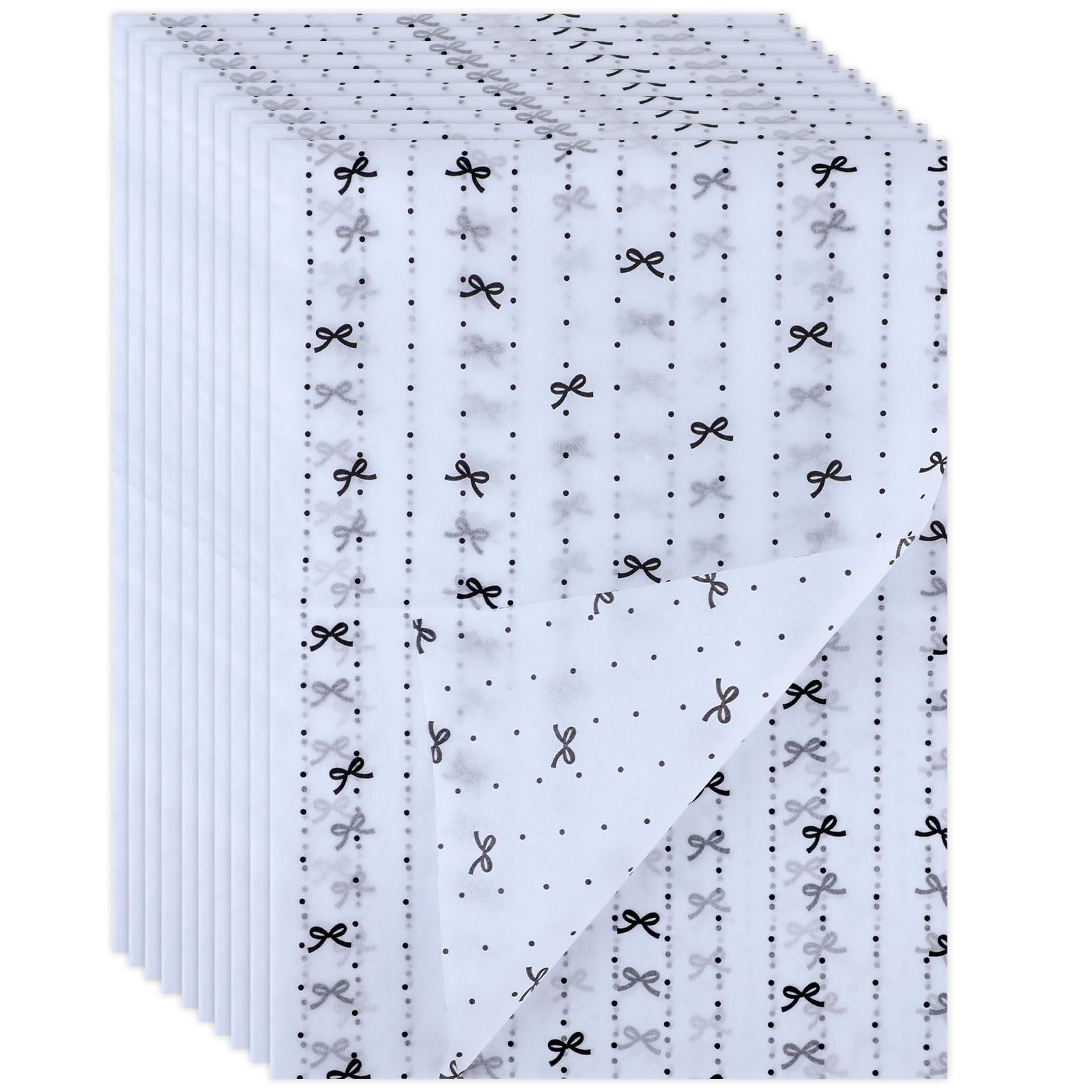 10 Sheets Dot Bow Wrapping Paper, 27.6x19.7 Inch Bow Tissue Paper Gift Coquette Wrapping Tissue Paper Bowknot Craft Paper for Birthday Wrap Wedding Christmas Valentine's Day Gift Packaging