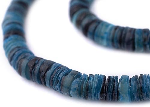 TheBeadChest - Cuentas Heishi de concha natural azul azul azul (0.315 in)