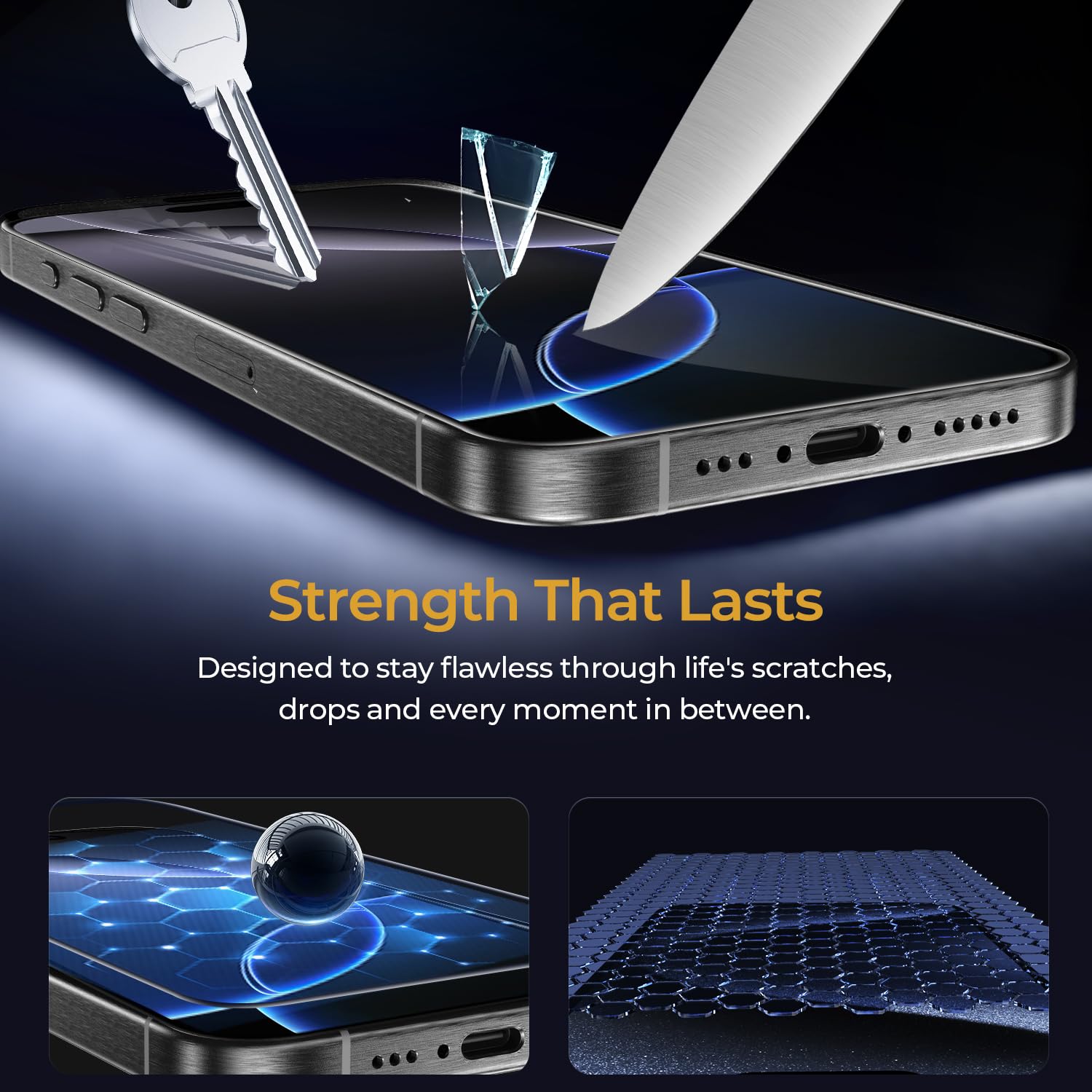 BUFF LABS 2 Stück Displayschutzfolie für iPhone 17 Pro | iPhone 17 | iPhone 16 Pro [6,3 Zoll] Panzerglas mit Auto-Alignment Kit - Blasenfrei, Fallschutz, einfache Installation, hüllenfreundlich
