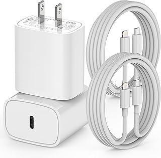 iPhone Charger [Apple MFi Certified] 2 Pack 20W PD USB C iPhone Fast Charger Adapter with 2 Pack USB C Lightning Cable 6FT for iPhone 14/13/12/11/Pro/Pro Max/XS/Max/XR/8, iPad, AirPods