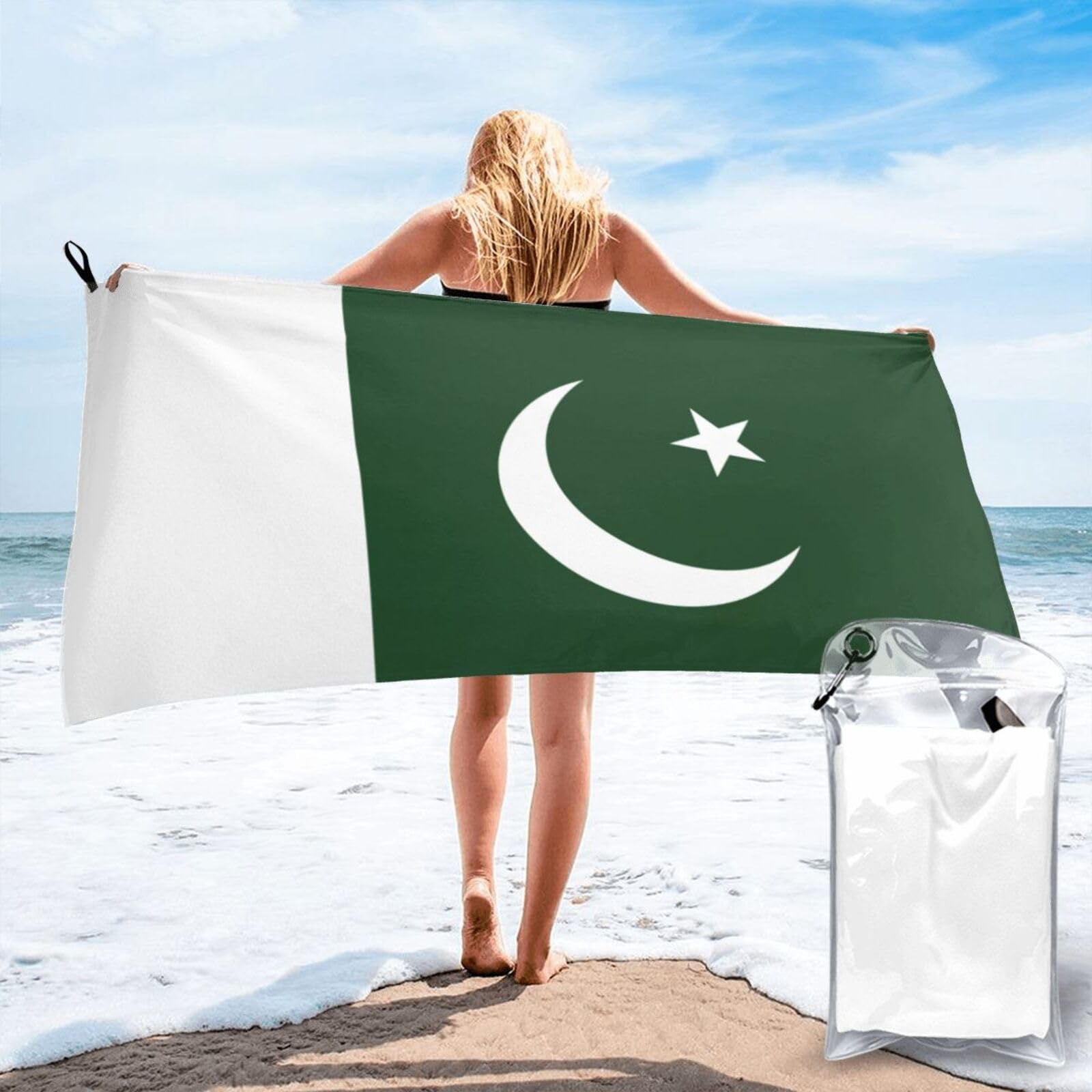 TTIGLHOH Flag Of Pakistan Print Bath Towel Quick Dry Soft Large For Beach Pool Gym Camping Spa