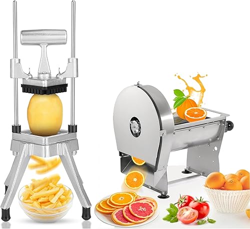 WICHEMI Cortador de frutas y verduras comercial Máquina eléctrica para cortar repollo y cebolla + picadora comercial de verduras de 1/4 pulgadas,