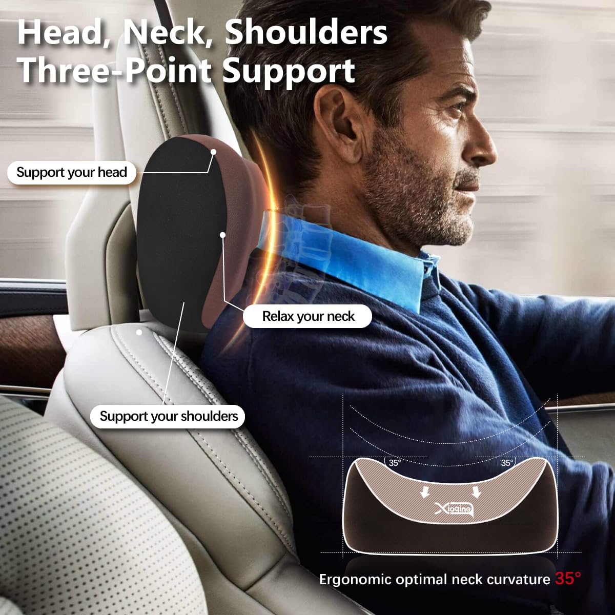 2Pcs Car Neck Pillow, Ultra Comfortable Neck Pillow for Driving, Soft Car Headrest Pillow Like Clouds, Make Your Driving More Comfortable, Suitable for Driving, Traveling - Image 5