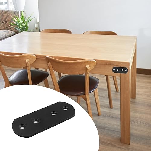 Miniatura 7 de T Tulead Soportes planos de metal rectos de 4 agujeros negros de 3.7 x 1.5 pulgadas, 6 unidades con tornillos de montaje