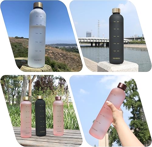 Miniatura 6 de ZAKVOP Botellas de agua de 32 onzas con tiempos para beber con correa botella de agua motivacional con marcador de tiempo botella de agua