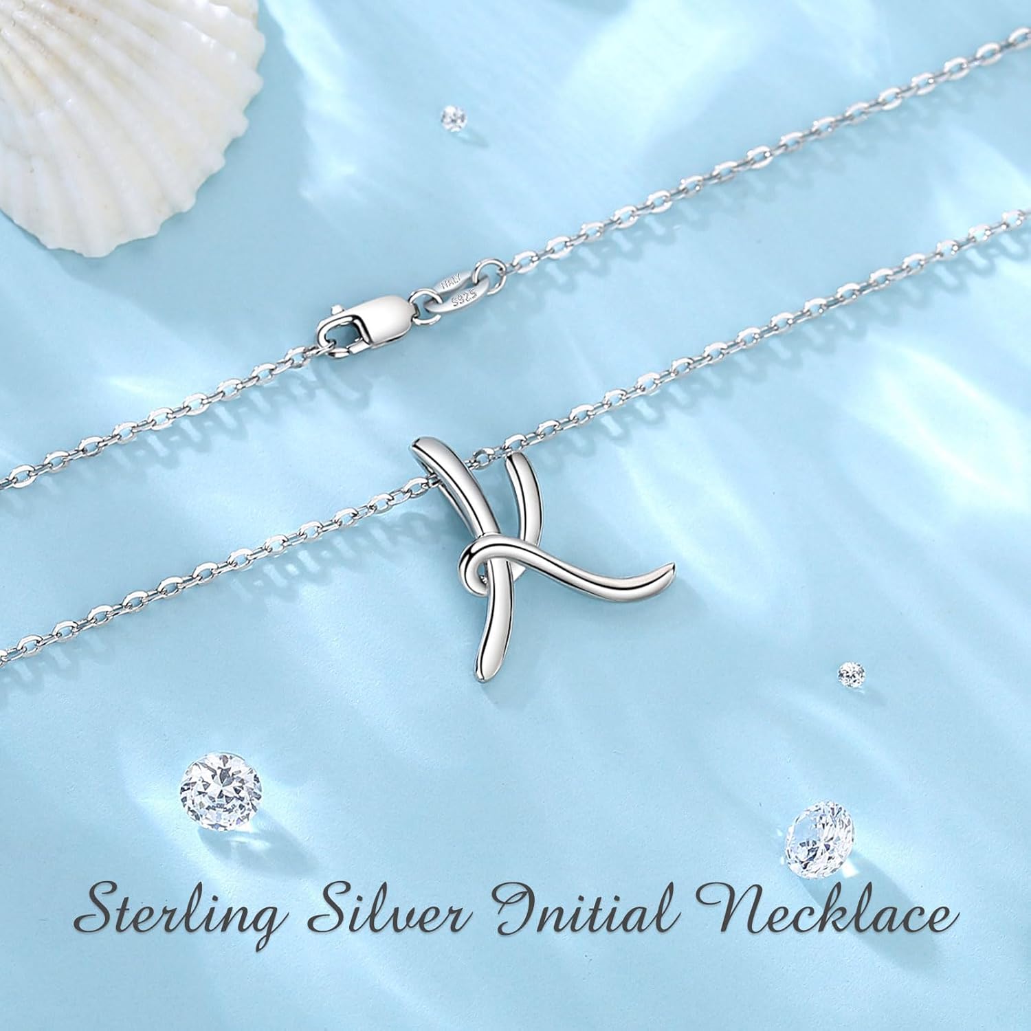 EUDORA Sterling Silver Initial Necklaces for Women, Classic 26 Letter Neckless Gifts for Girls, Sister, Mother Daughter, 18 inch Chain - Image 3