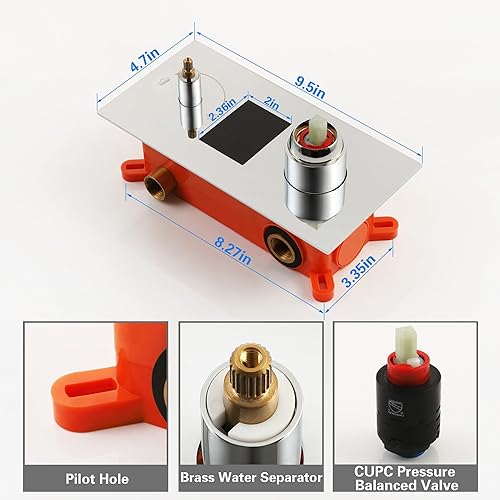Miniatura 41 de SKOWLL Sistema de cabezal de ducha digital de 12 pulgadas, juego de mezclador de ducha de lluvia para baño, kit de grifo de ducha de montaje
