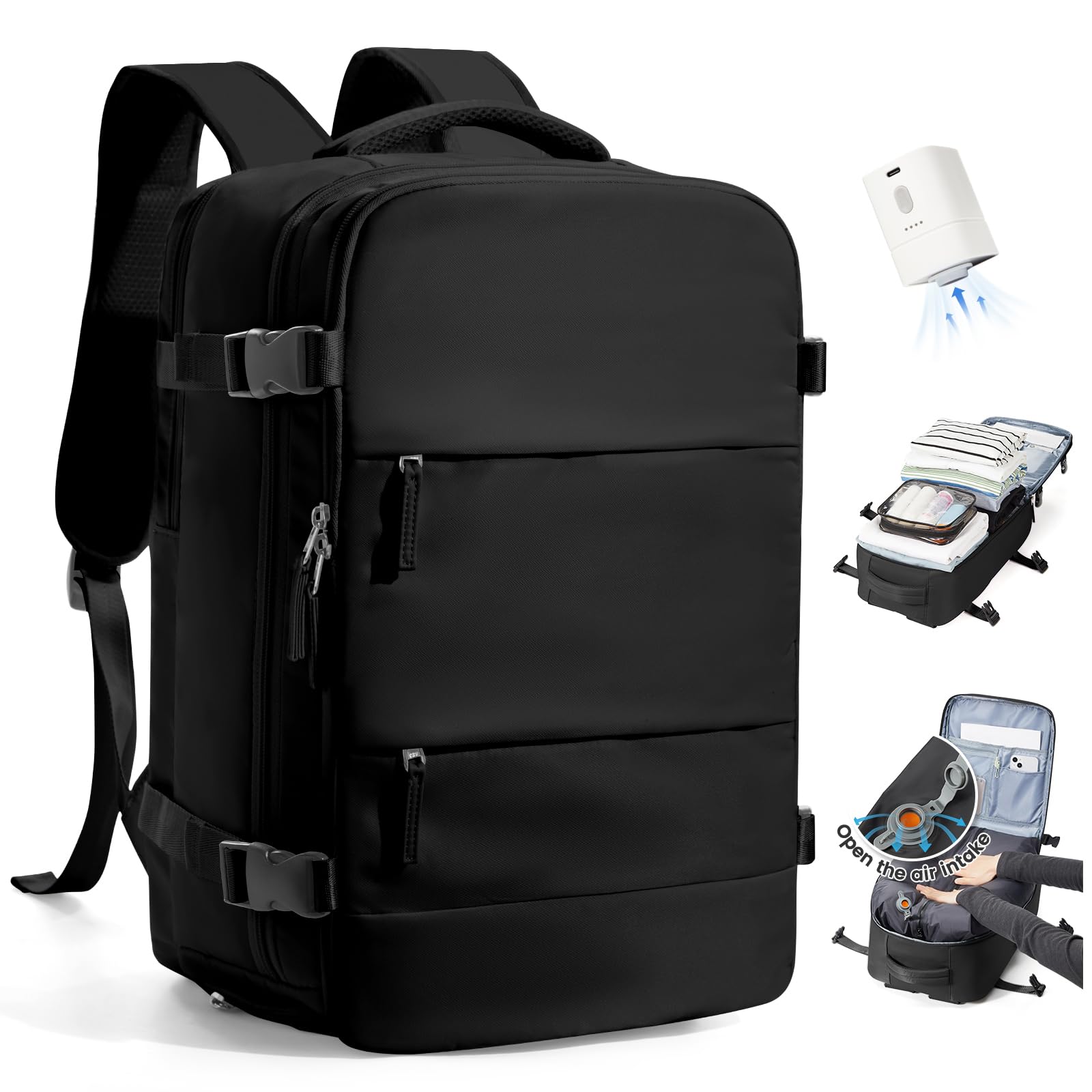 SZLX Zaino A Vuoto Bagaglio A Mano Donna, Zaino Airbag Con Sistema Di Vuoto Per Viaggi, Ryanair Viaggio Ruscksack Dimensione Cabina Con Pompa Impermeabile Uomo Valigia A Vuoto