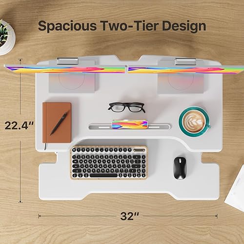Miniatura 2 de JYLH JOYSEEKER Convertidor de escritorio de pie de 30 pulgadas, elevador de escritorio de pie para sentarse, altura ajustable, estación de trabajo
