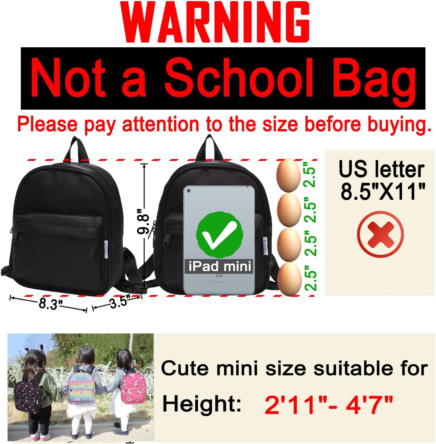 Lightweight Toddler Kids Backpack with Chest Strap For Boys and Girls, Preschool Kindergarten 3-6 Years Old 30 Colors (Black) - Image 2