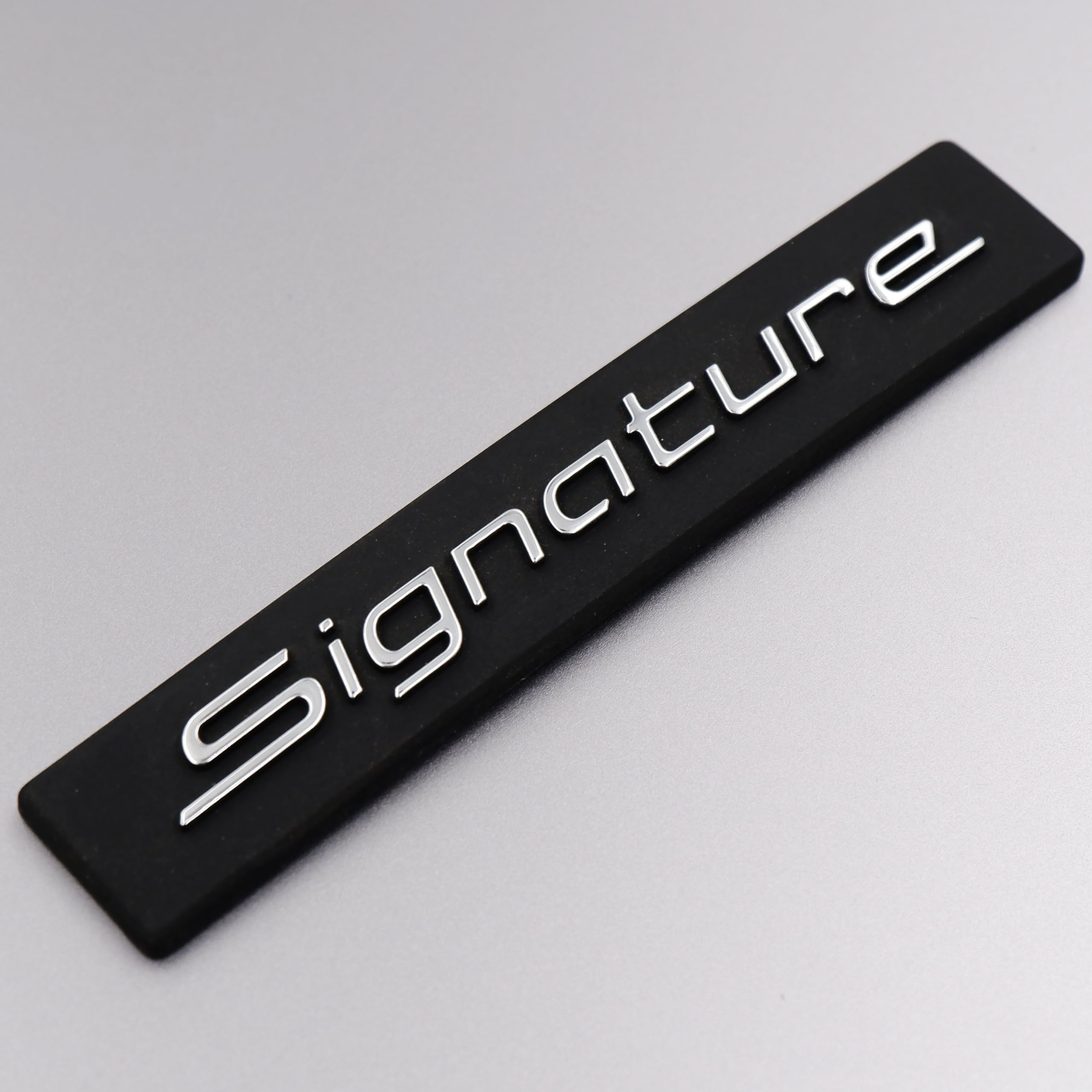 Chrome Finish Signature CAR Badge Emblem Monogram Logo Decals Wraps 3D Sticker for for Cars Signature Size (9.5x2 cm)