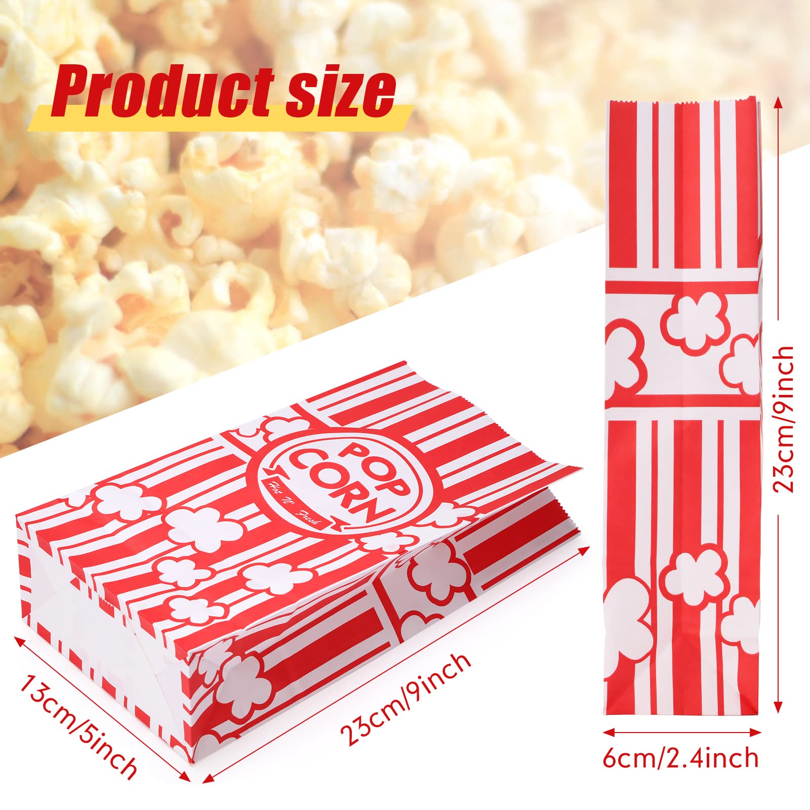 330 Pièces Sachet Pop Corn,Sac Pop Corn Rouge Blanche Rayé