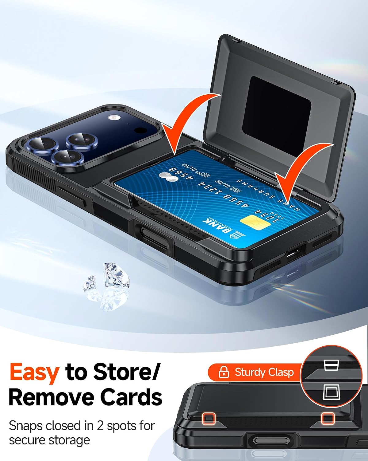 LeYi for iPhone-17-Pro Case Wallet with Credit Card Holder Black image 3