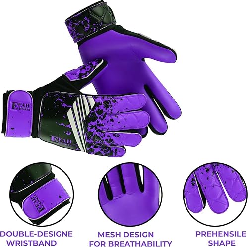 Miniatura 8 de EFAH SPORTS Guantes de portero de fútbol para niños, niños, jóvenes, guantes de portero de fútbol con agarres fuertes